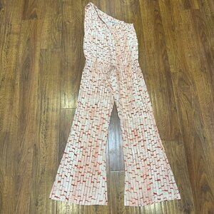RaMona LaRue by Arianne silk one shoulder flare leg jumpsuit